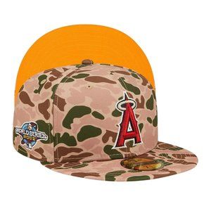 New Era Los Angeles Angels MLB Duck Camo 2002 World Series Fitted Hat Size 7 1/8